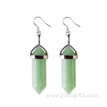 Natural Gemstone Healing Hexagonal Columns Crystal Hook Earring